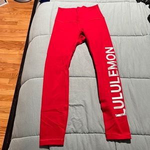 Red Lululemon limited leggings, size 4!